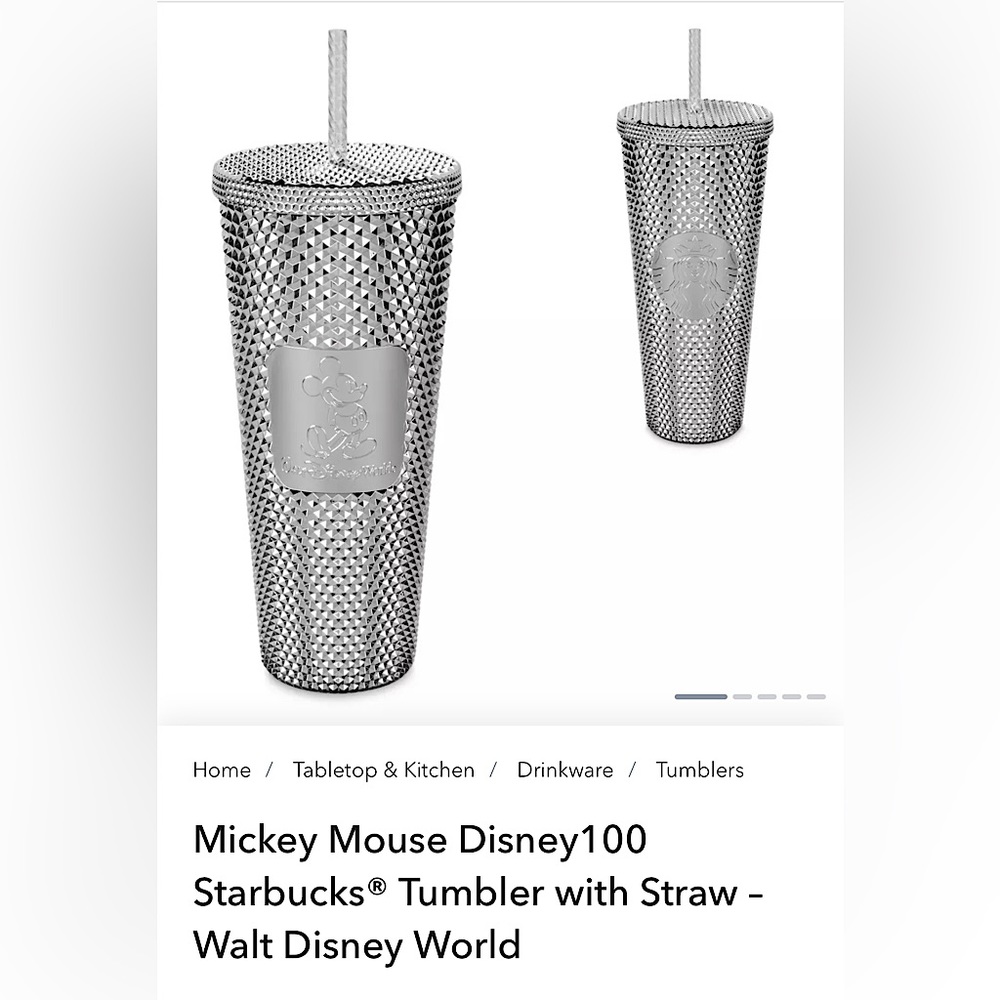 Disney 100 Mickey Mouse silver Starbucks tumbler